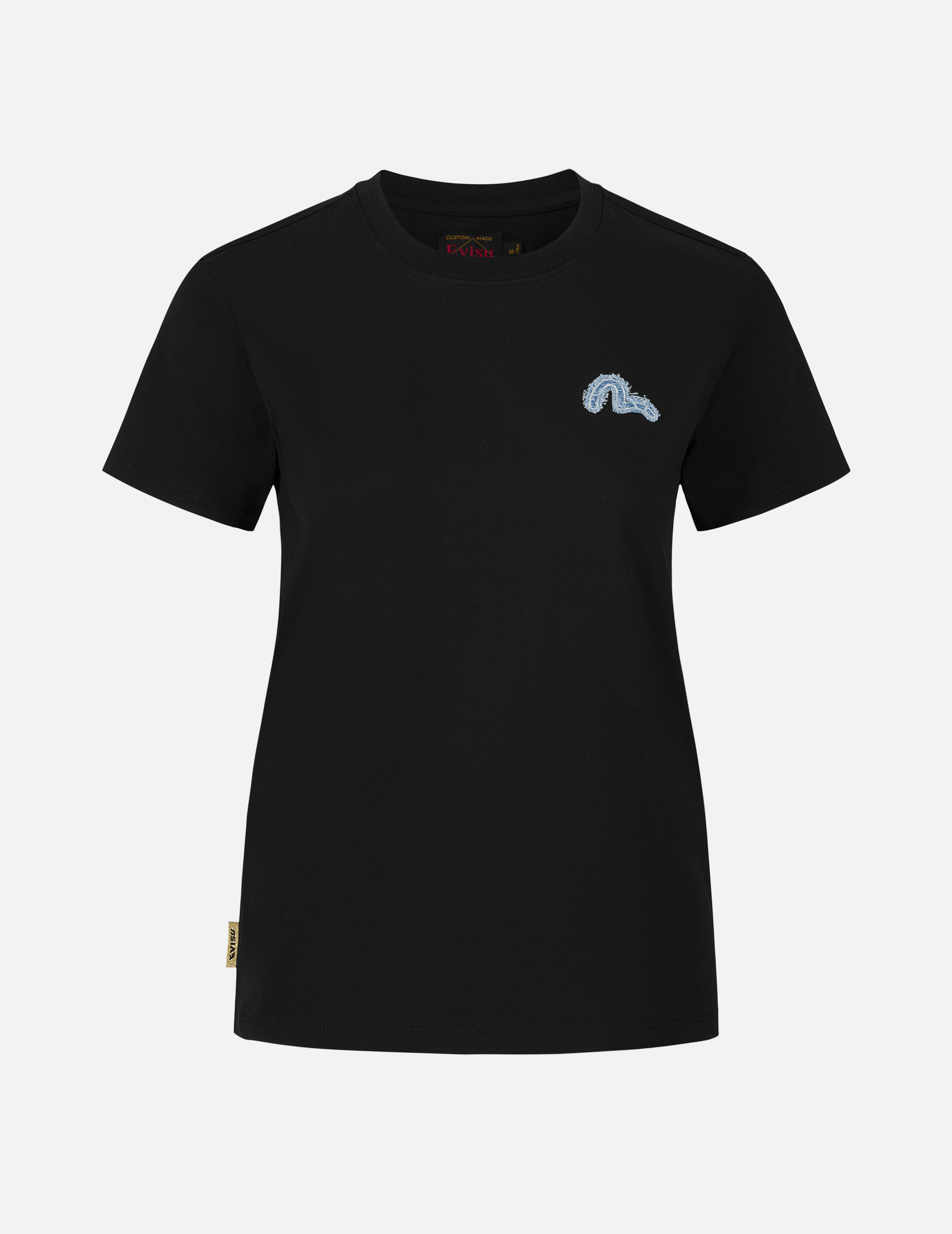 解构牛仔贴布刺绣常规版型T恤